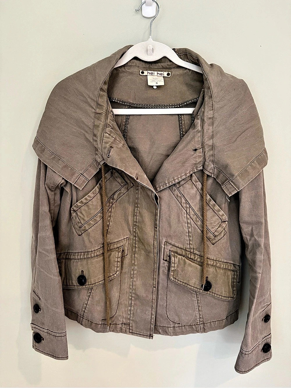 Hei Hei Anthropologie Olive Khaki Hooded Utility Jacket Size Small